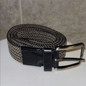Tommy Bahama Men’s Two Tone Woven Belt w/Black Leather Trim, No Holes, Size L/XL